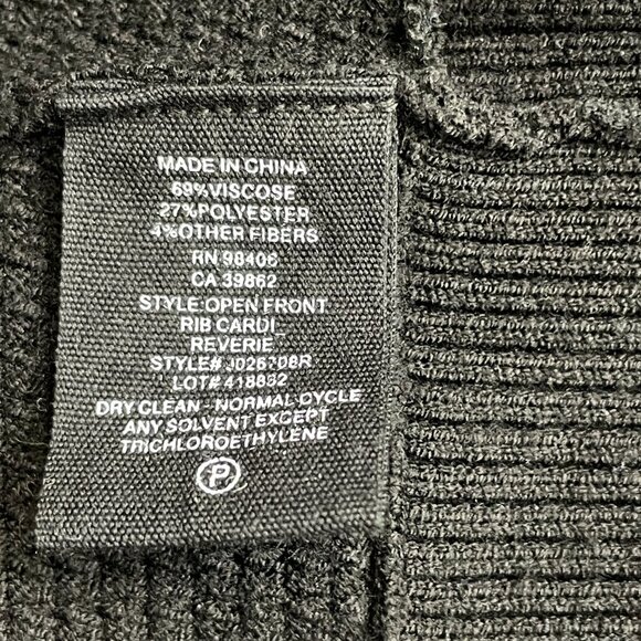 Theory‎  Open Front Cardigan Size Small Black Rib Knit Viscose Blend Pockets - Picture 4 of 5